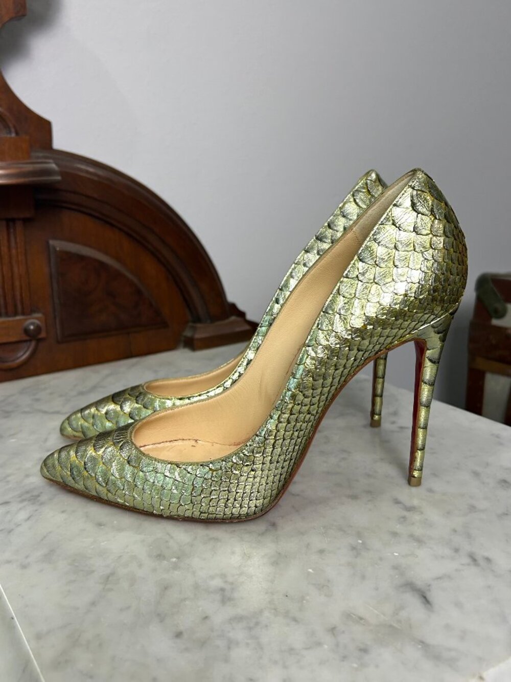 Christian Louboutin Pigalle Follies 100 Armure Python size 37.5